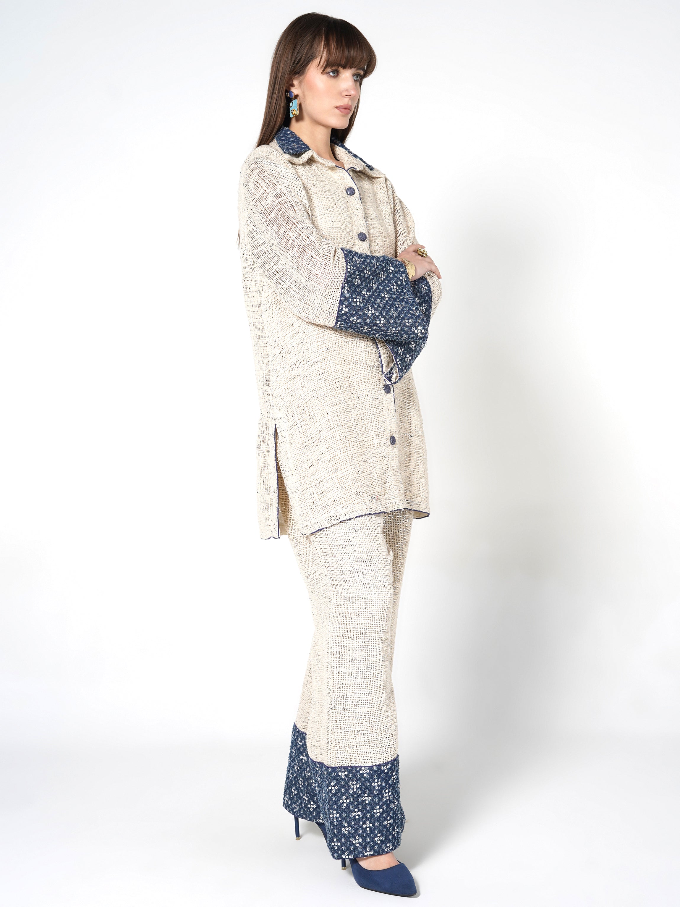 Indigo Printed Shirt Co-ord Set