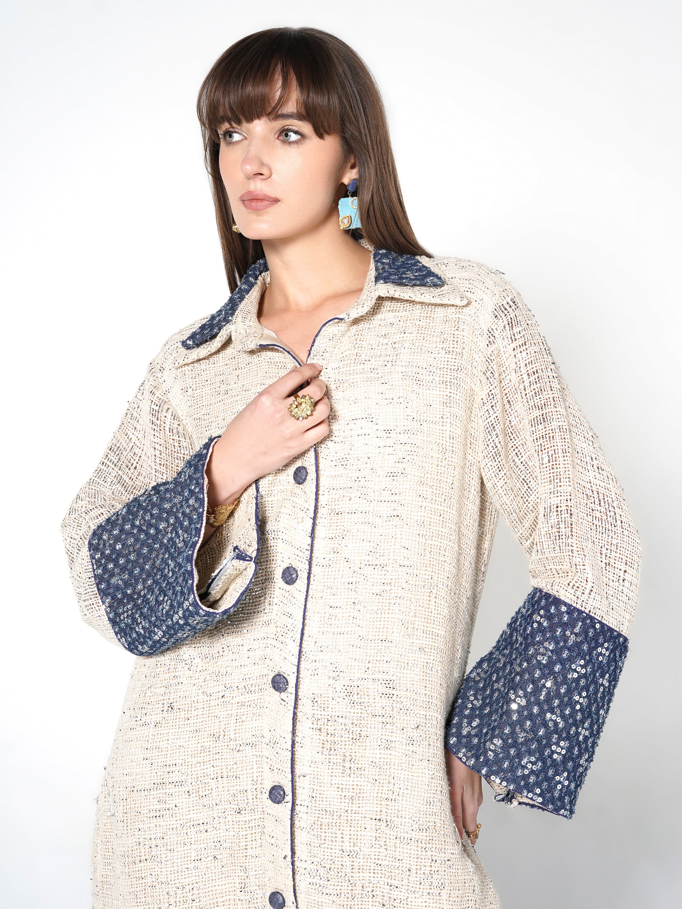 Indigo Printed Shirt Co-ord Set