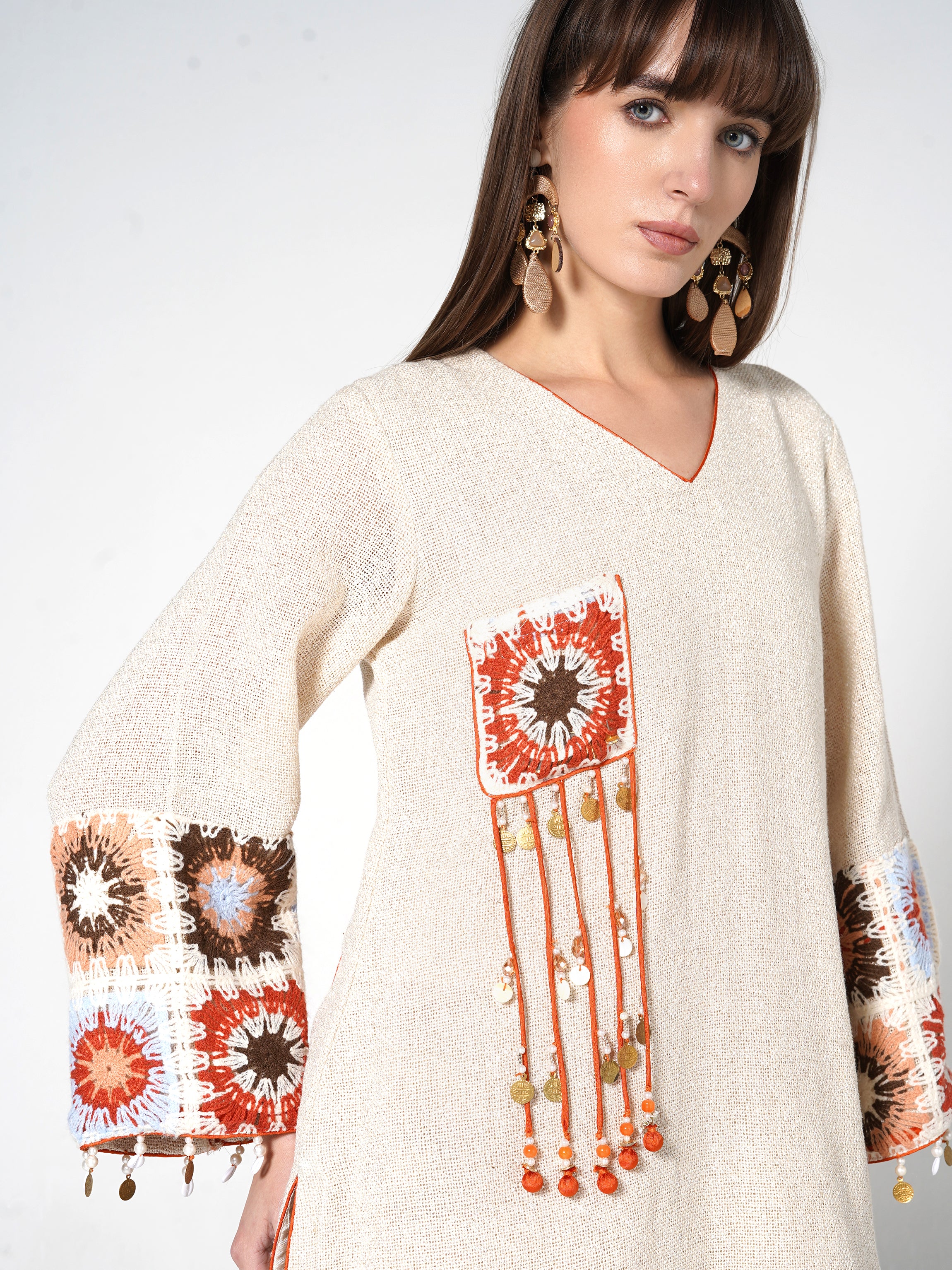 Co-ord Set with Sunburst Crochet Accents