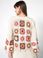 Co-ord Set with Sunburst Crochet Accents