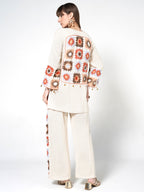 Co-ord Set with Sunburst Crochet Accents