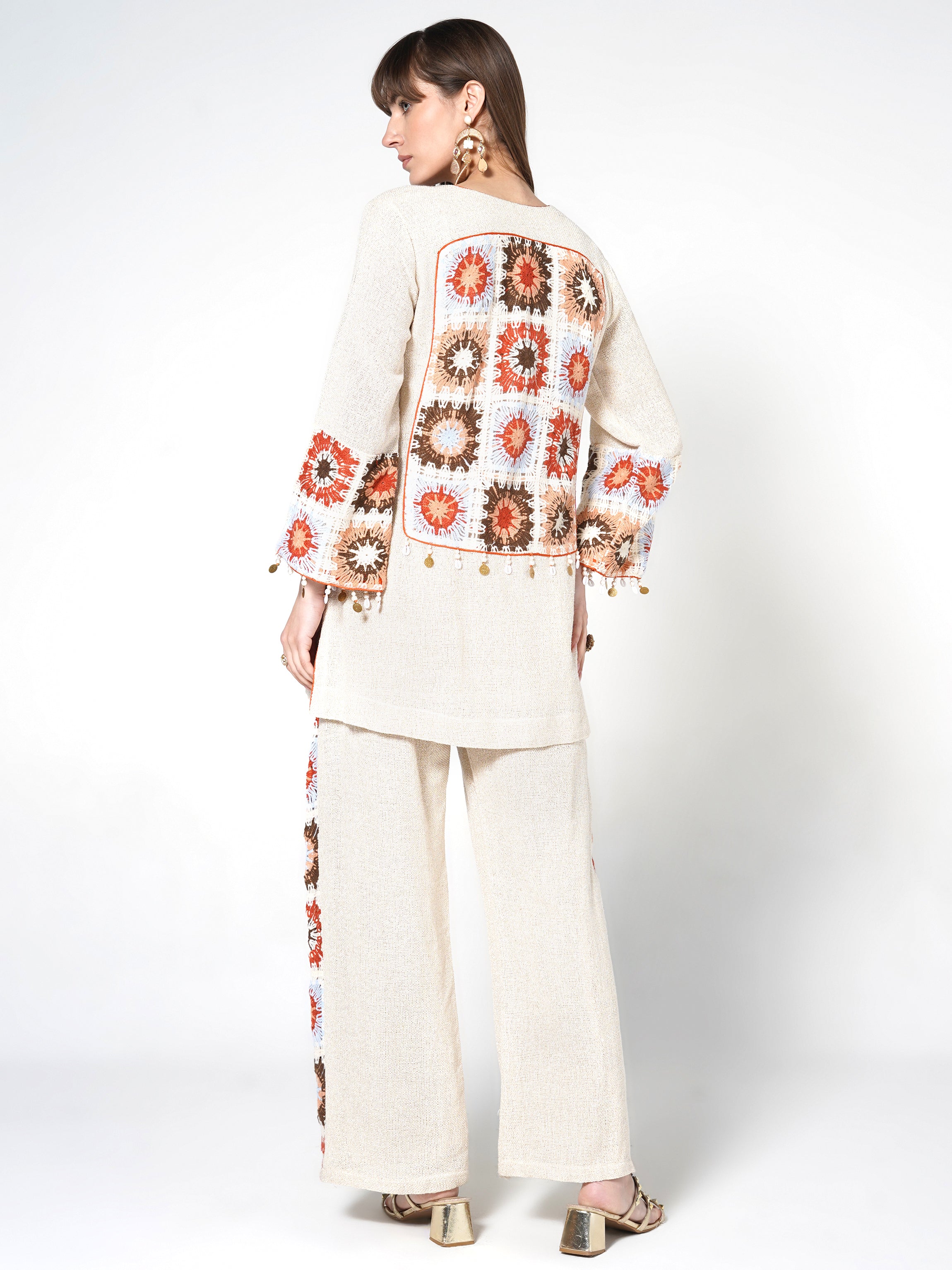 Co-ord Set with Sunburst Crochet Accents