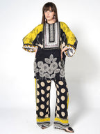 Floral & Polka Dot Fusion Kurti Set