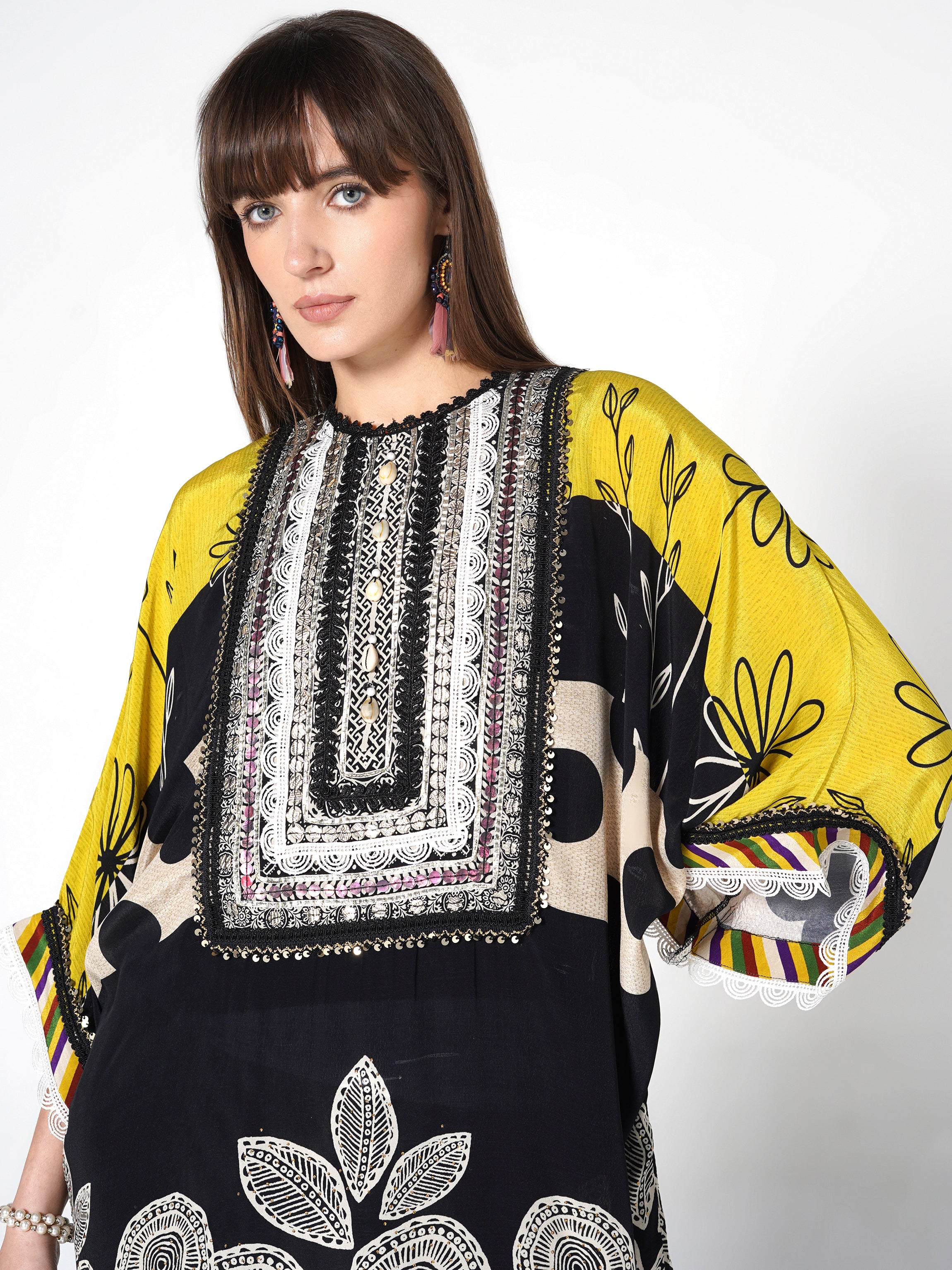 Floral & Polka Dot Fusion Kurti Set