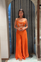 Orange Crushed Palazzo and Embellished Jacket (8212 M-16)