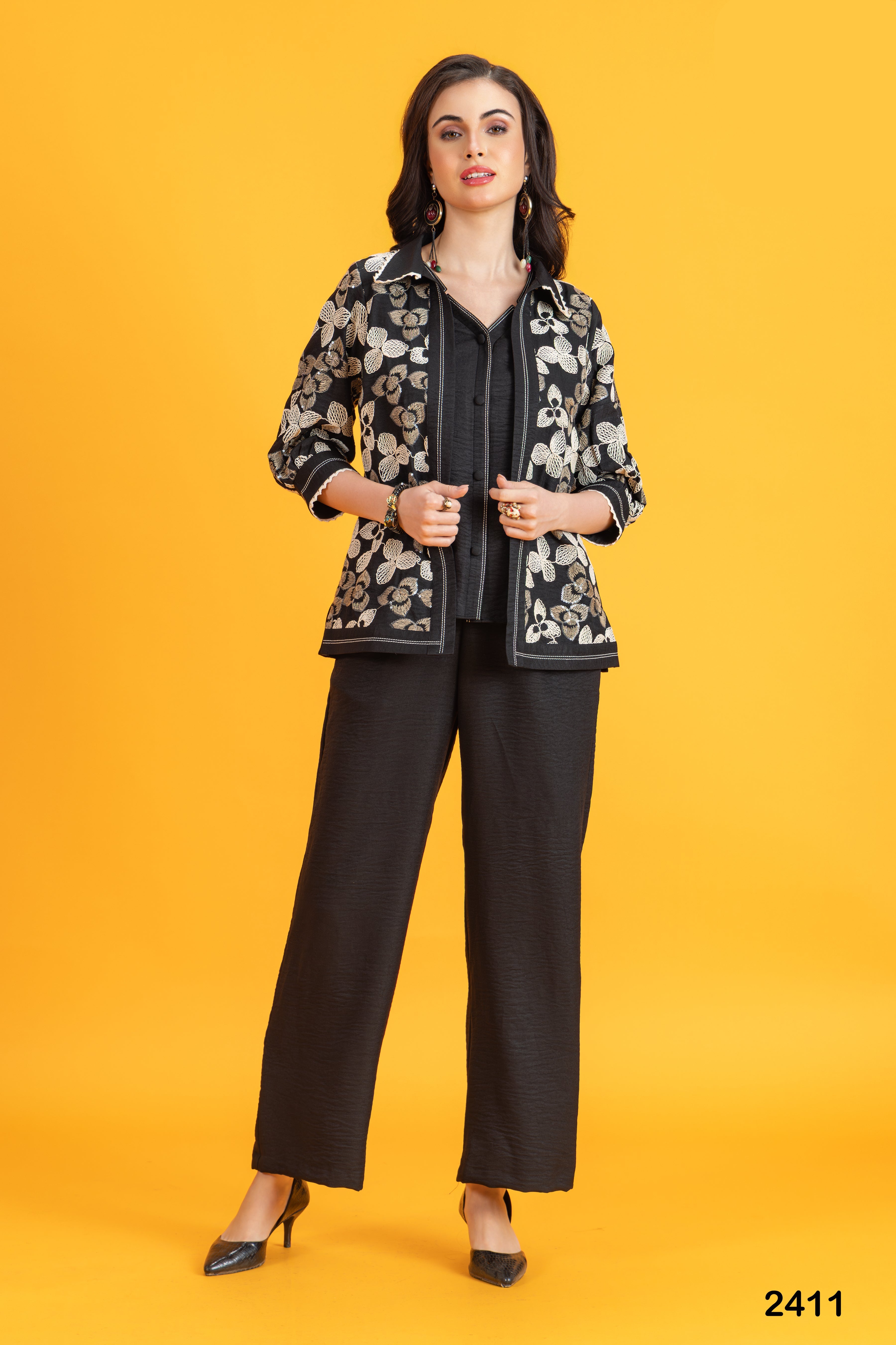 Ebony Bloom Jacket Set (2411 M-18)