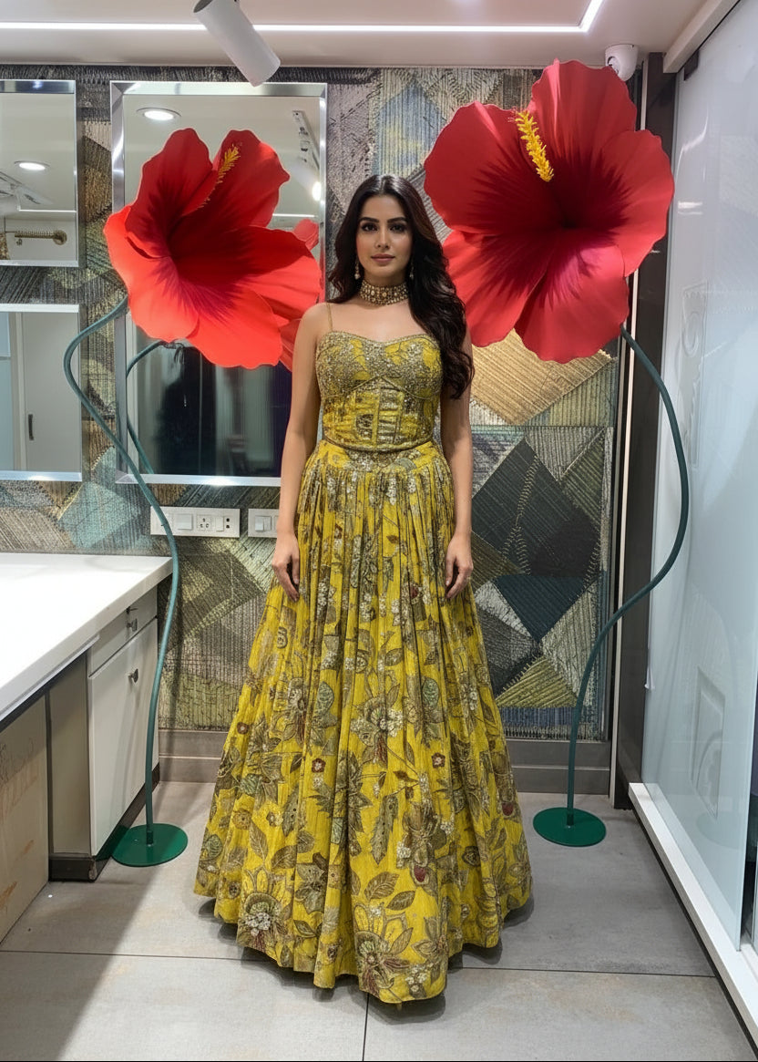 Corset Style Blouse Printed Lehenga Set Main image