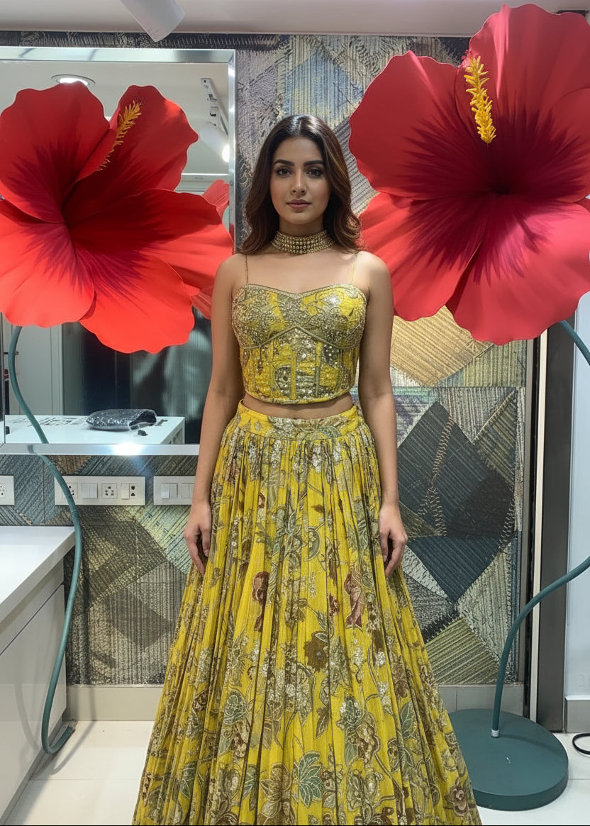 Corset Style Blouse Printed Lehenga Set Secondary image