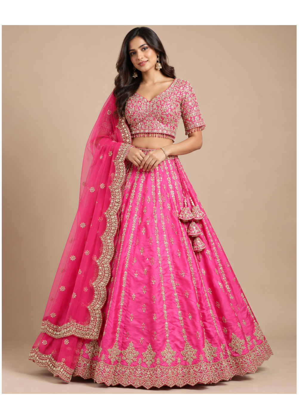 Royal Rani Pink Embroidered Bridal Lehenga
