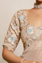 Organza Crush Beige saree