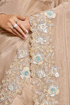 Organza Crush Beige saree