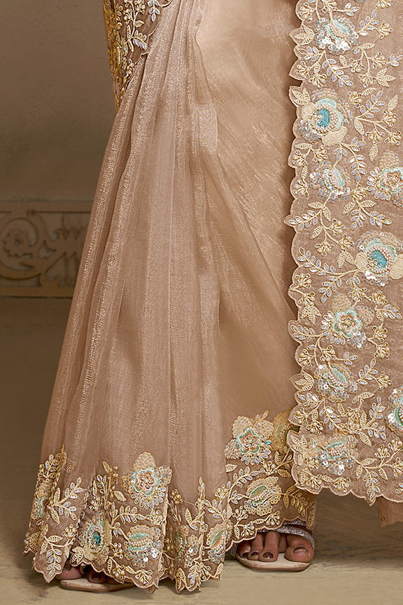 Organza Crush Beige saree