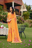 Mustard Floral Print Chiffon Saree