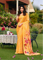 Mustard Yellow Patterned Floral Saree