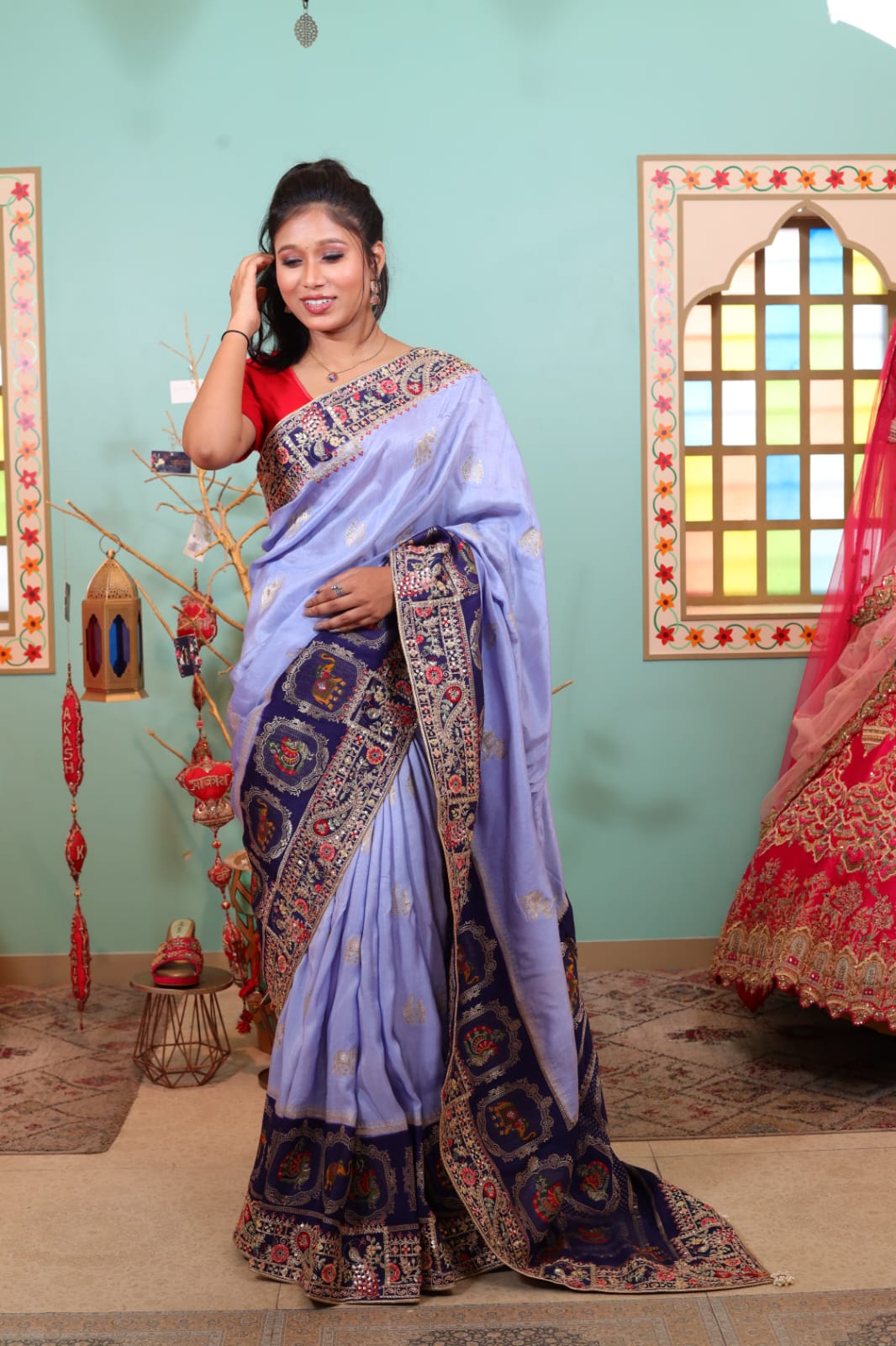 Lavender Banarasi Saree with Rich Embellishments