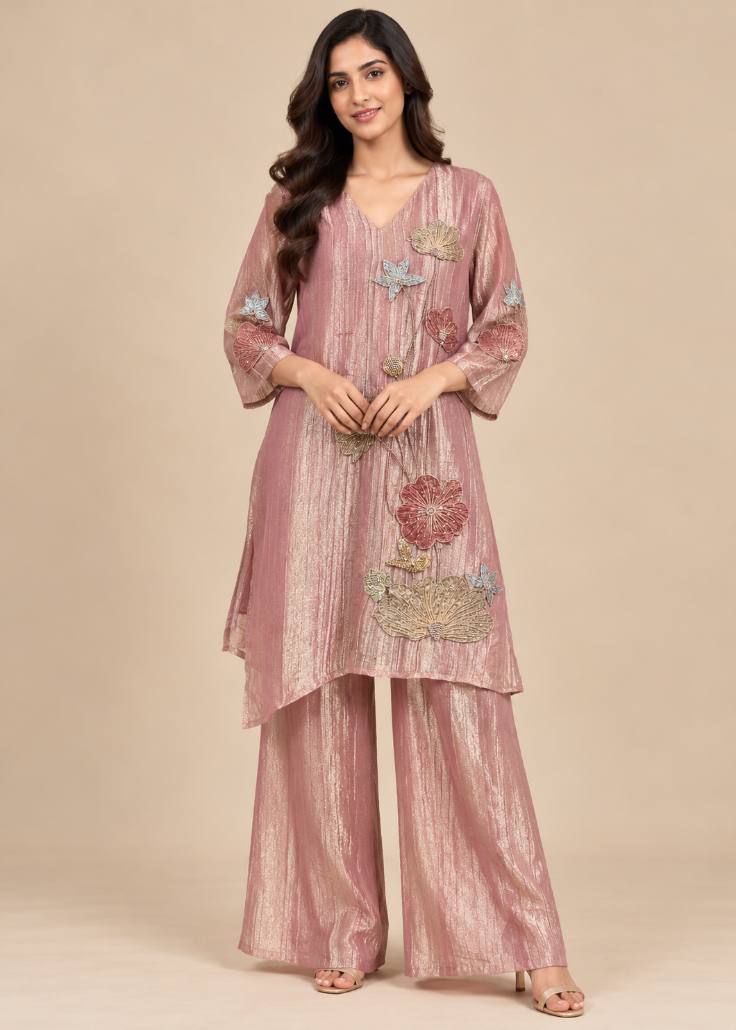 Rose Mauve Shimmer Tissue Co-ord Set