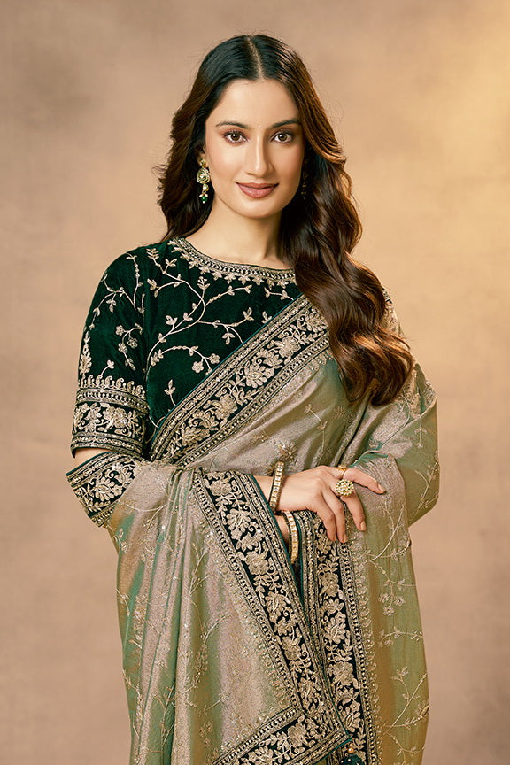 Regal Kora Zari Tissue Silk Saree Secondary image