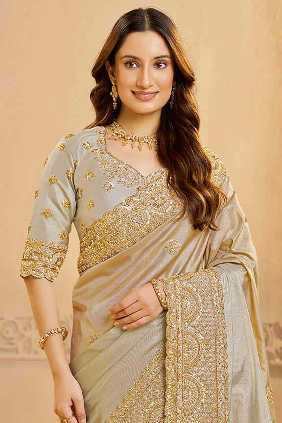 Metallic Kora Silk Saree Secondary image