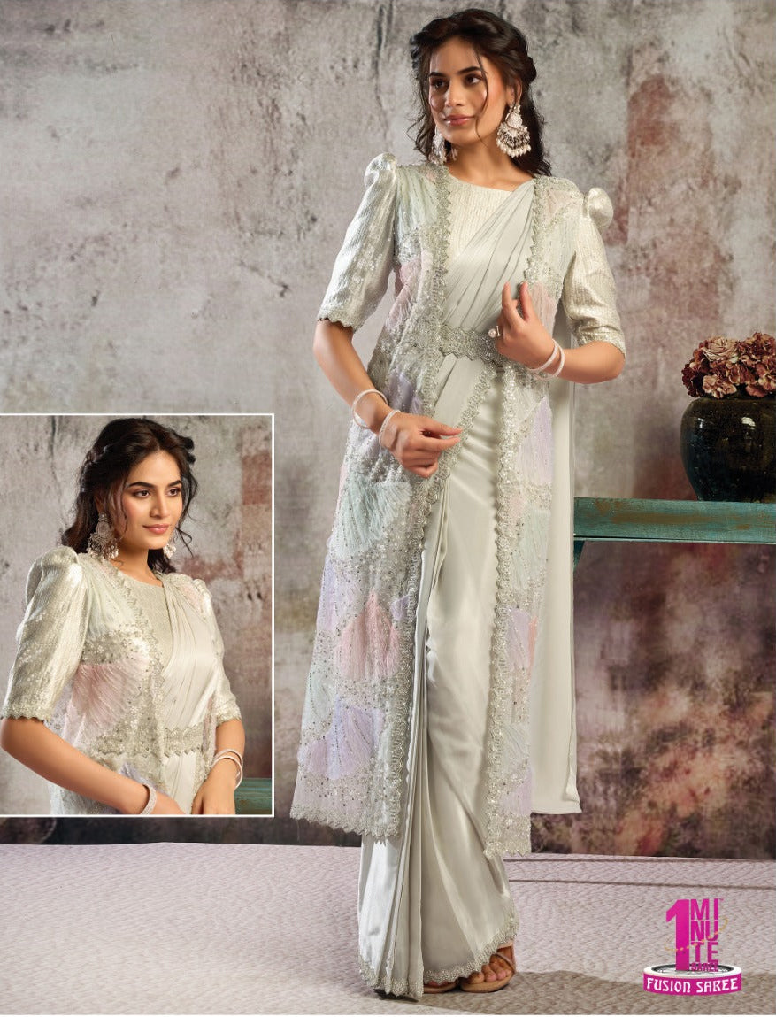 Long Cape Pastel Saree