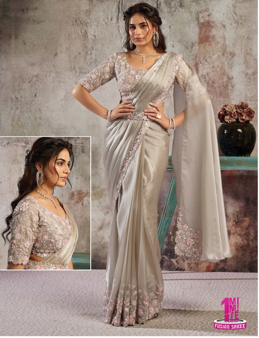 Champagne Modernise Saree Main image