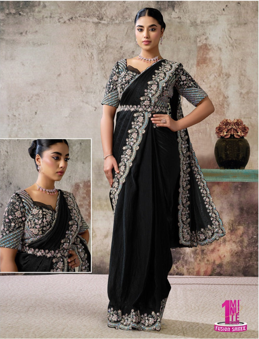 Black Saree Soft silk Saree Main image