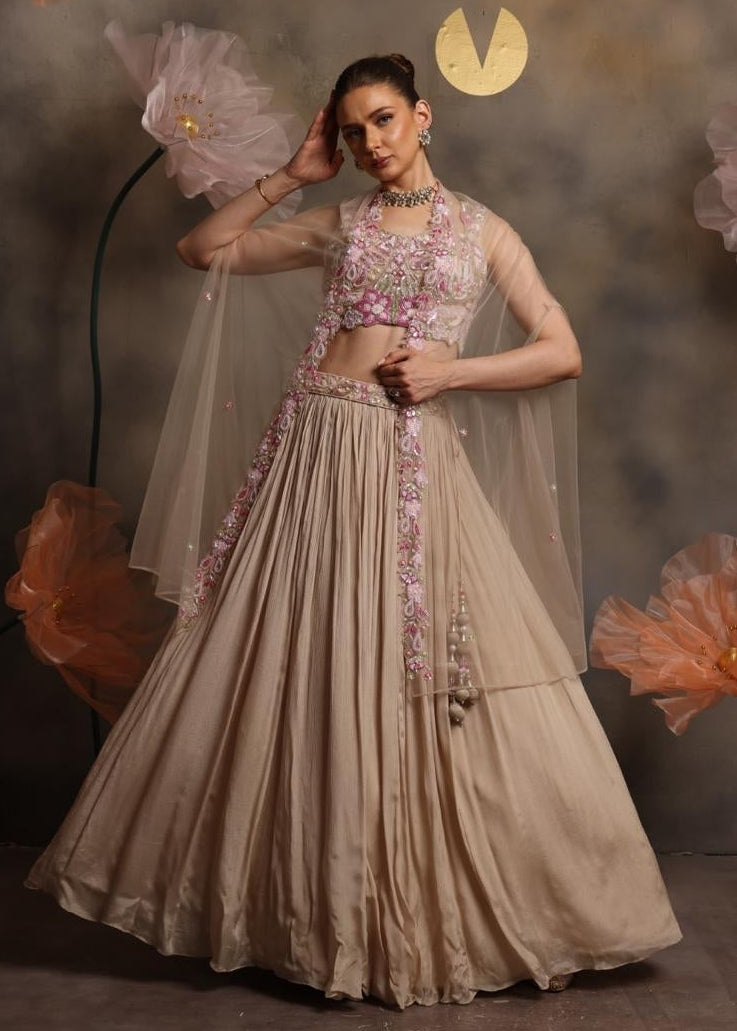 Champagne Georgette Lehenga Set Main image