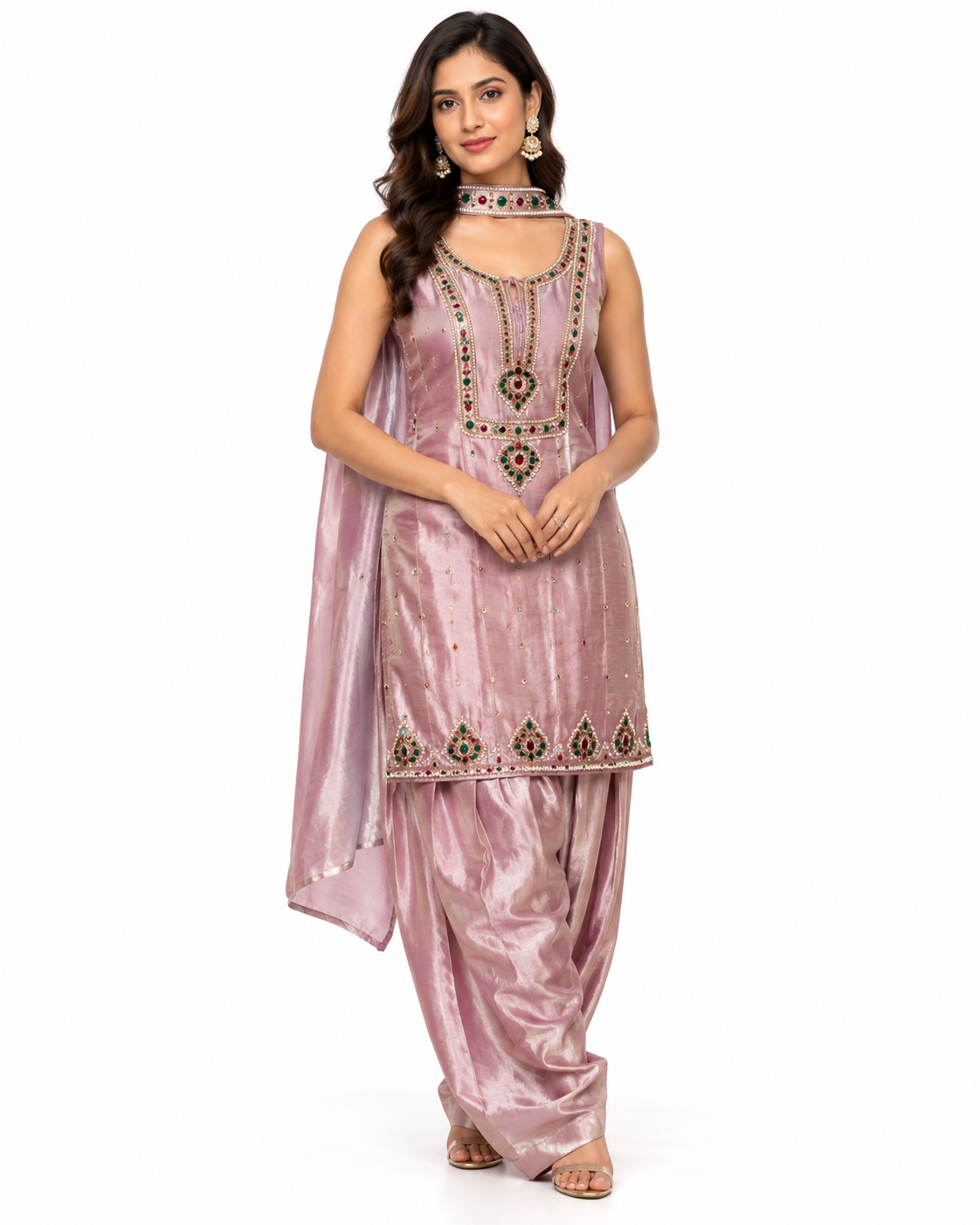 Embroidered Dusty Pink Salwar Suit Set