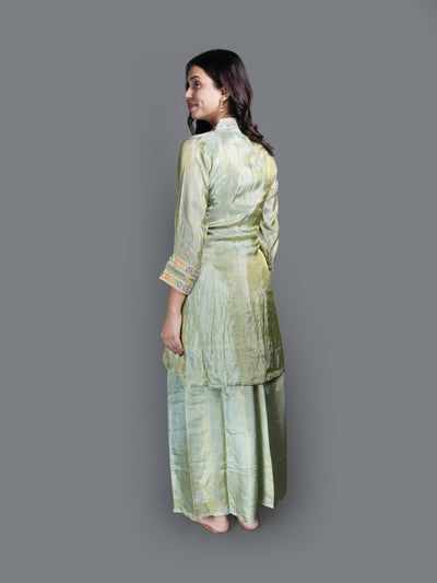 Pistachio Shimmer Sharara Set (7257 M-18)