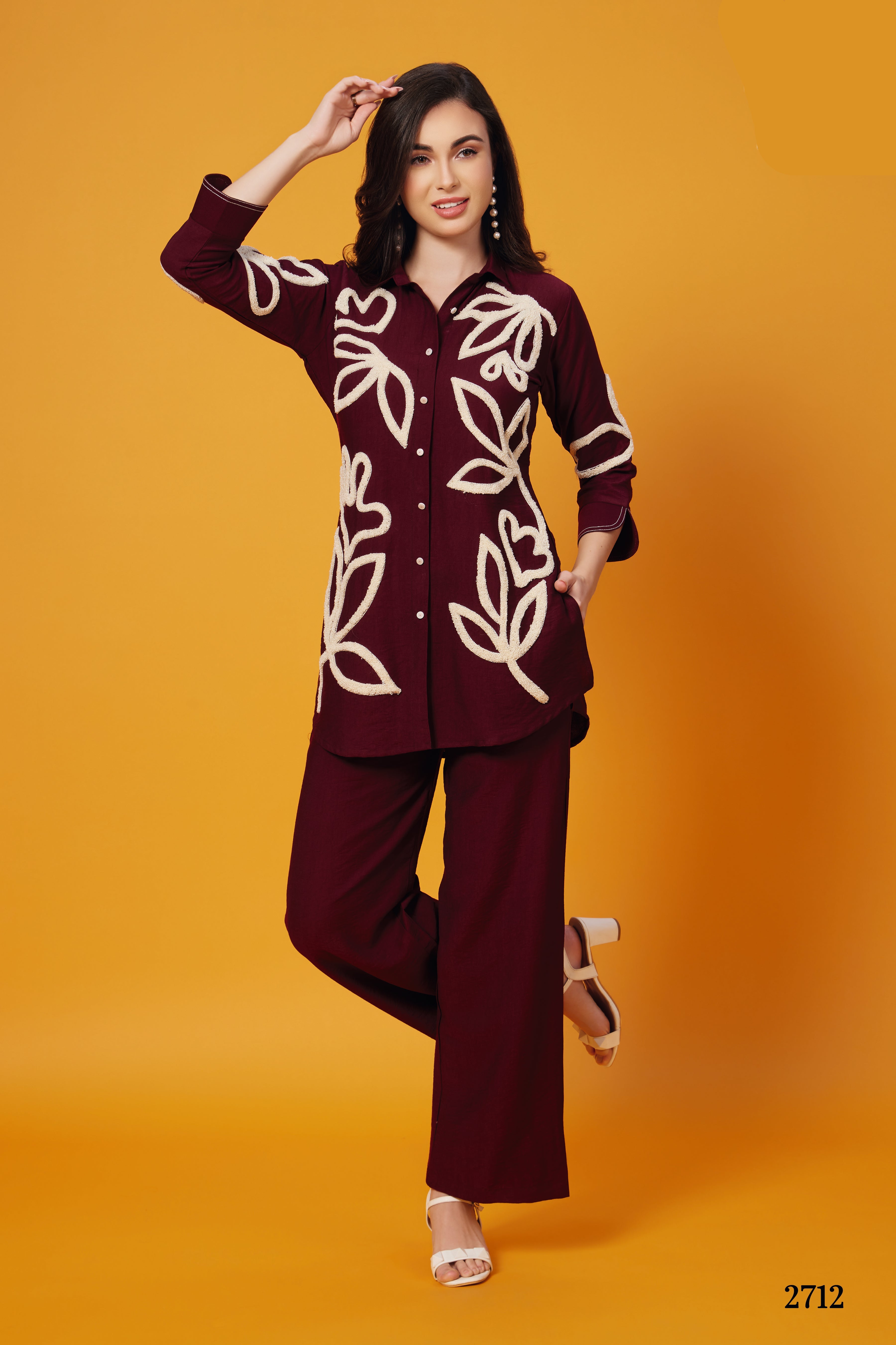 Cord Set: "Burgundy Foliage" (JN-2712 M-18)