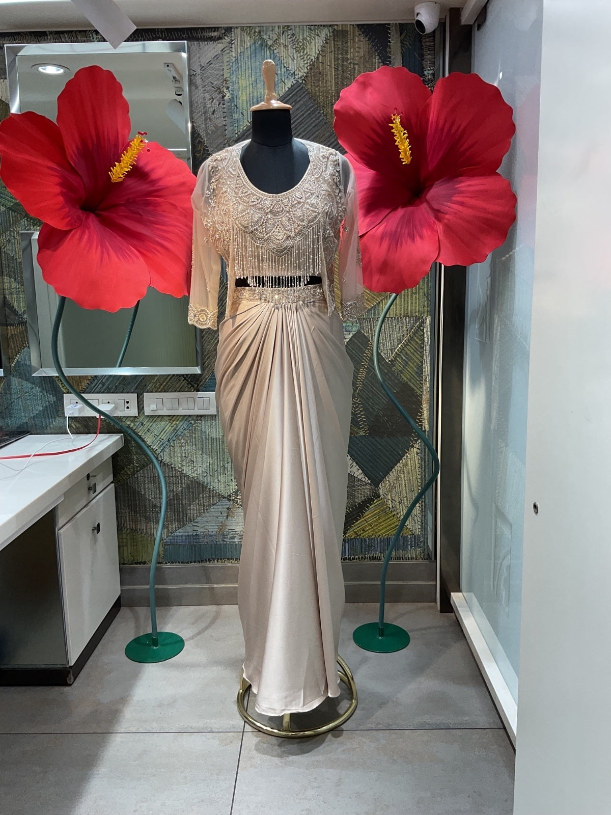 Champagne Beige Dhoti Skirt Set Main image