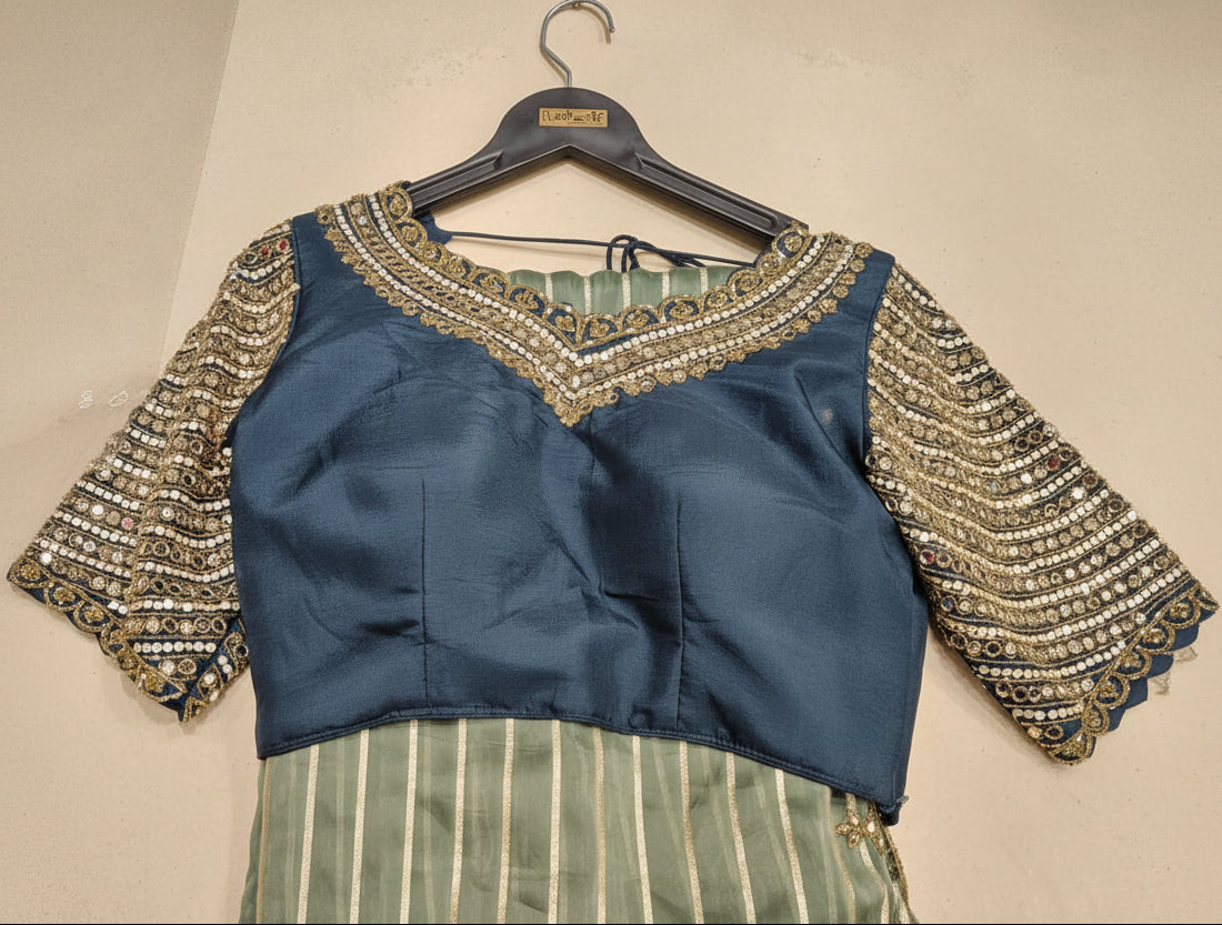 Sage & Sapphire Radiance Saree