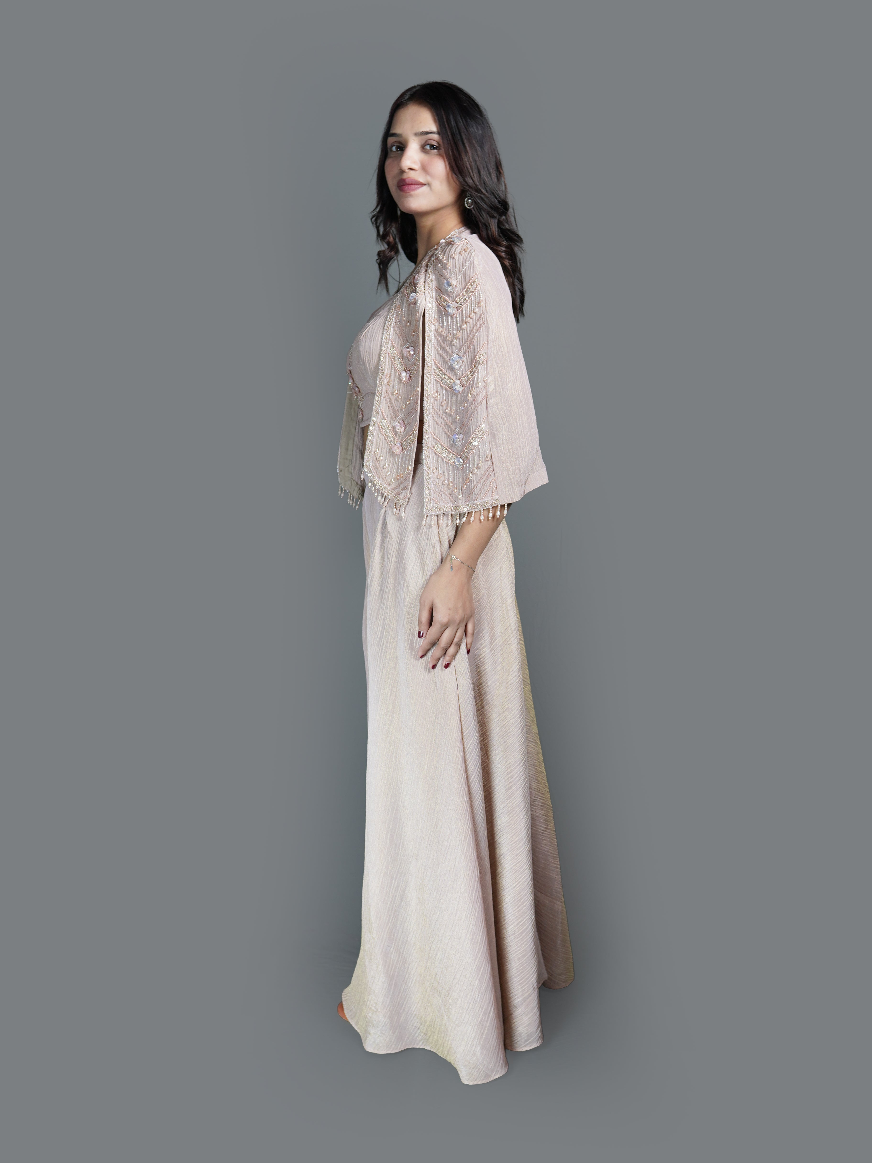 Blush Pink Ethereal Cape Ensemble (2426 M-17)