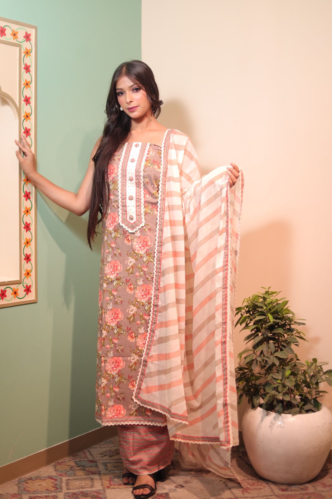 Elegant Multi-Color Cotton Unstitched Suit Fabric