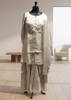 Ethereal Ivory Silk Ethnic Co-ord Set