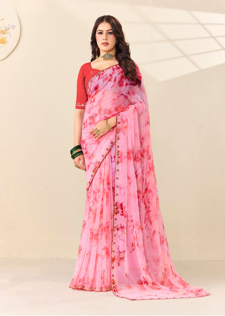 Floral Chiffon Printed Saree