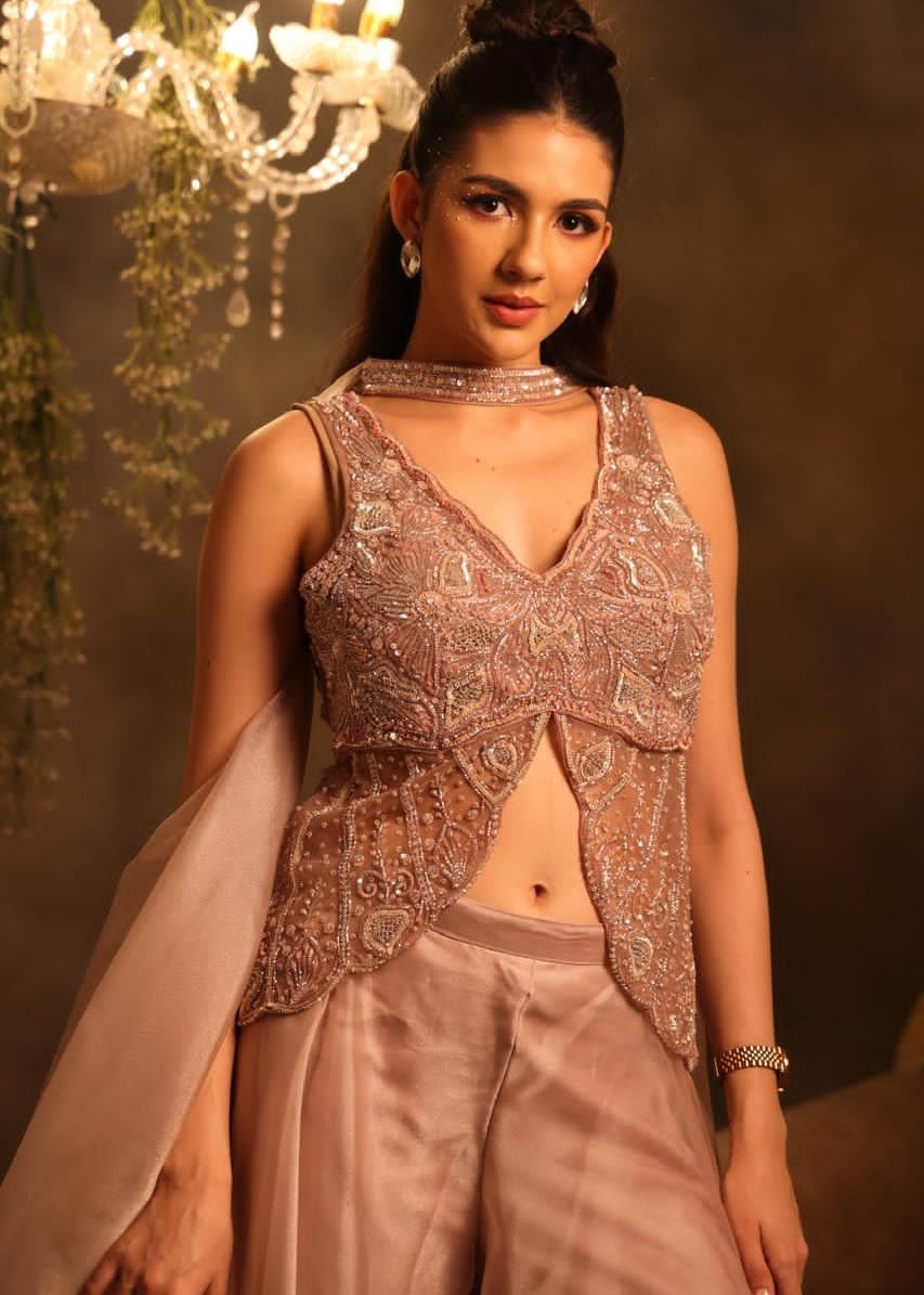 Embellished Front-Slit Tunic Pant Set Secondary image