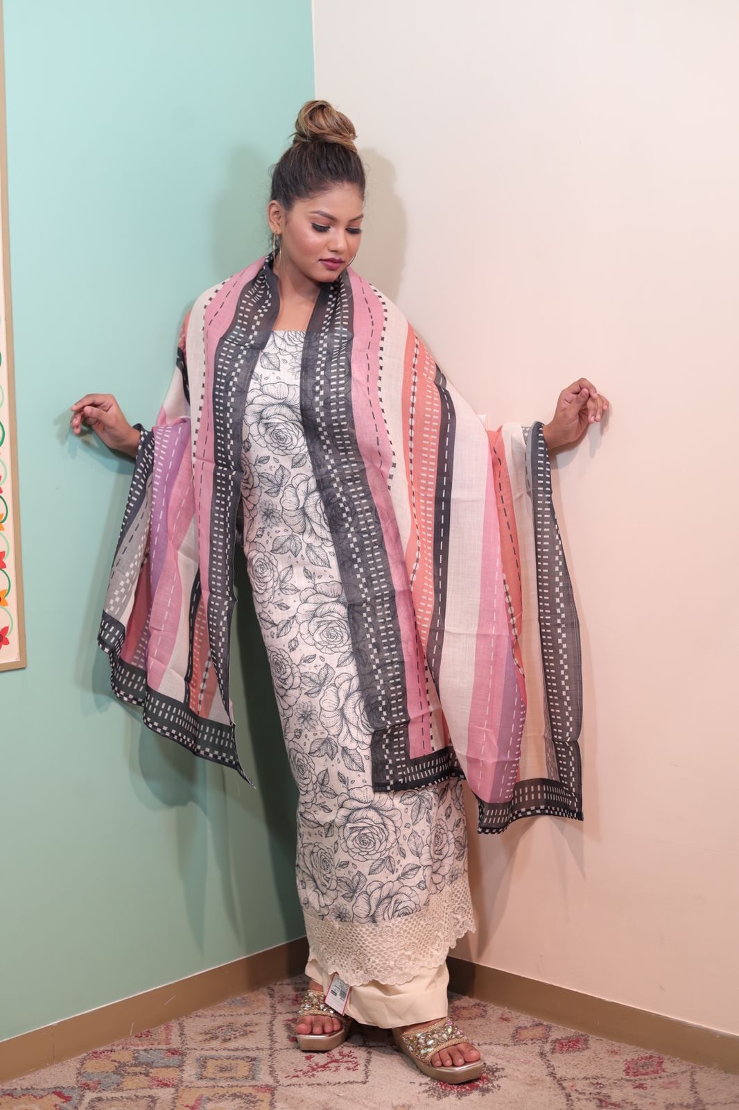 Elegant Multi-Color Unstitched Cotton Suit Fabric