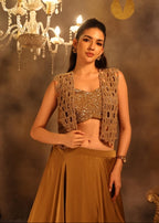 Bronze Gold Silk Lehenga Set