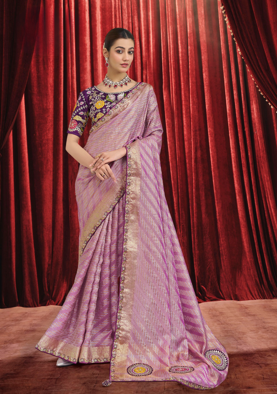 Lavender Woven Tissue Silk Saree Main image
