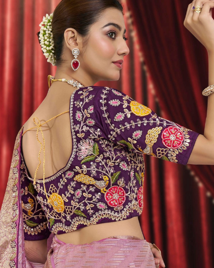 Lavender Woven Tissue Silk Saree