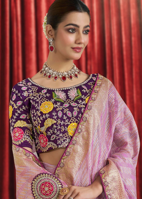 Lavender Woven Tissue Silk Saree