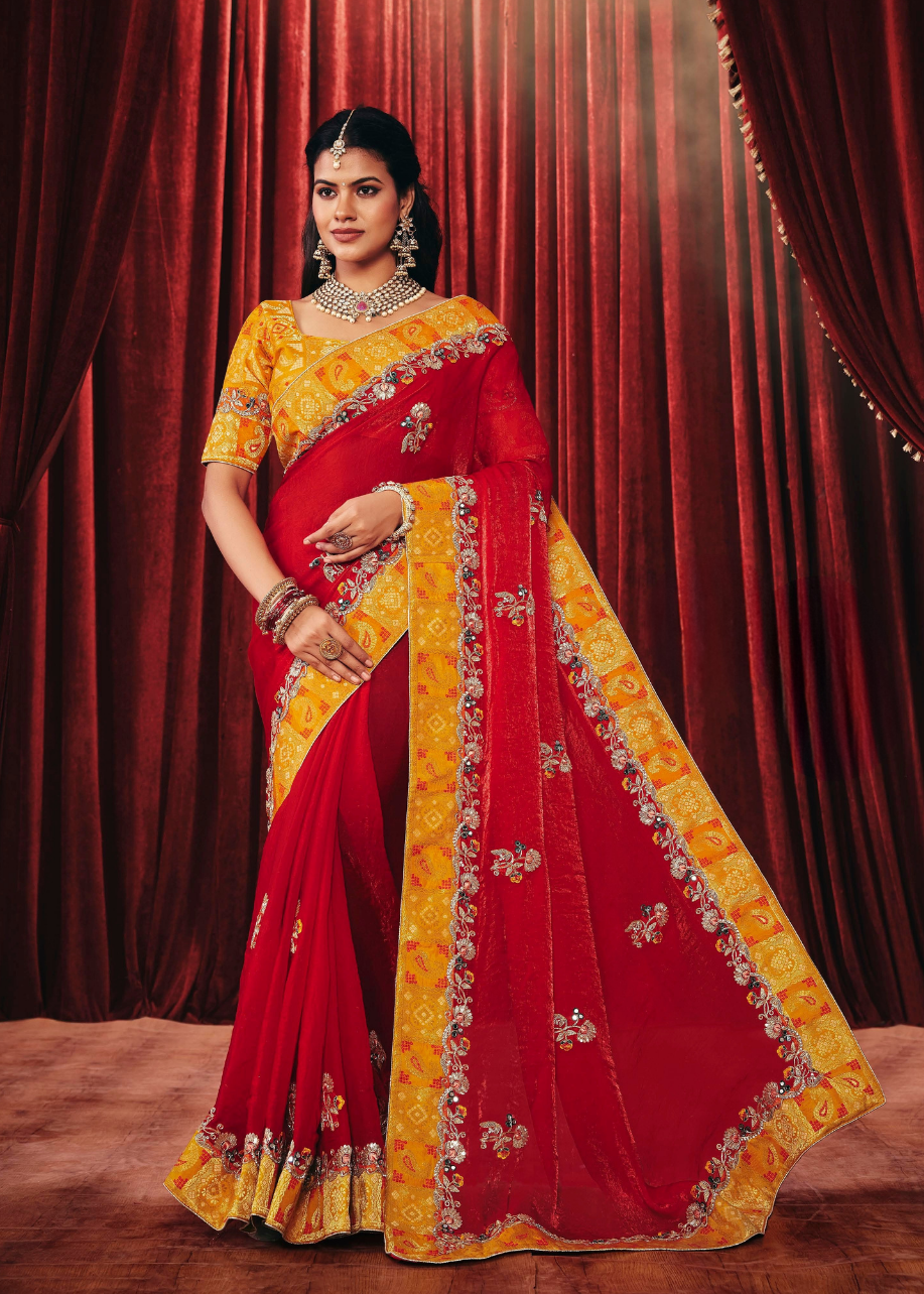 Crimson Red Georgette Saree Main image