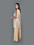 Champagne Crystal Tunic sharara Set (2214 M-13)