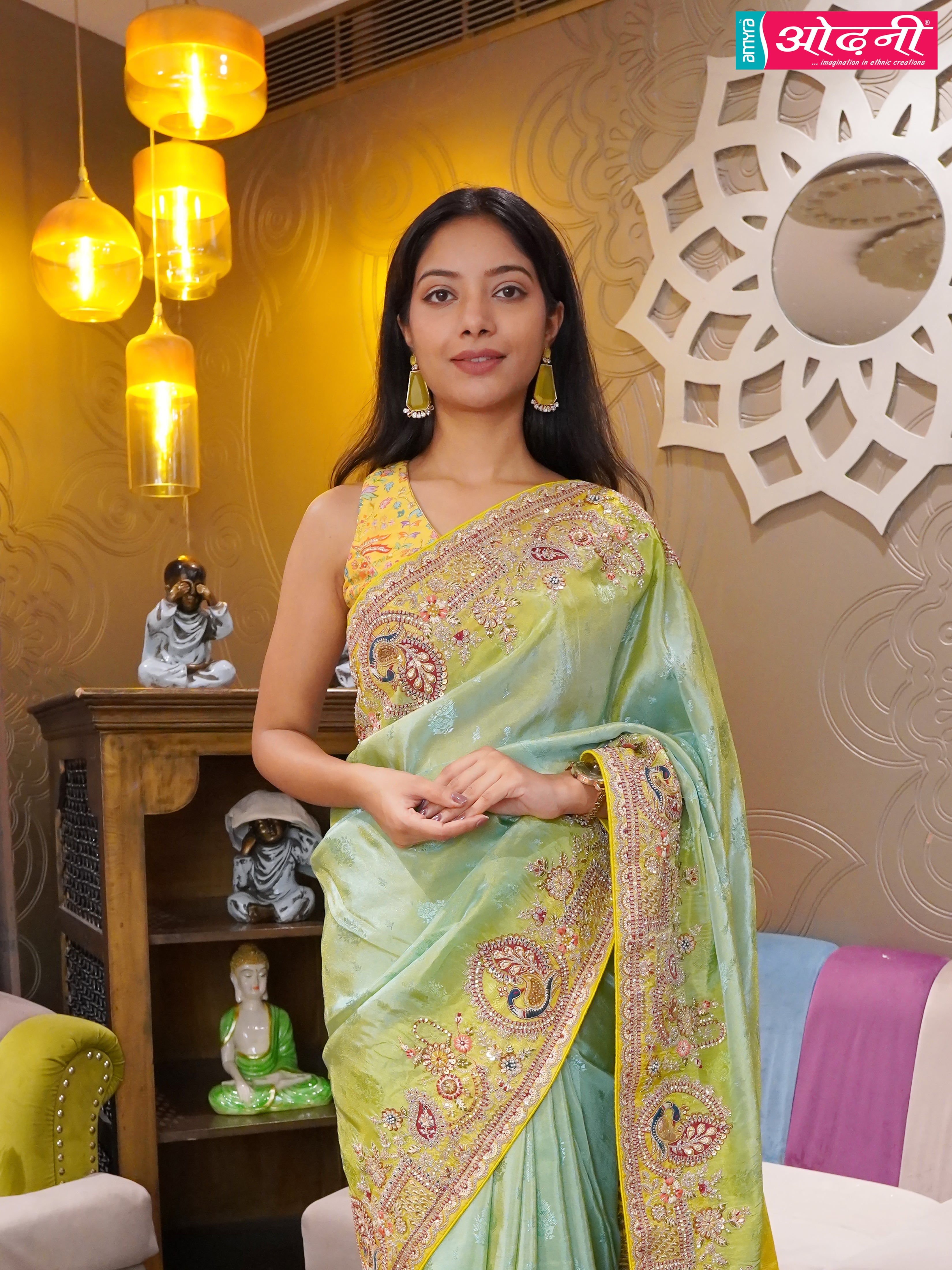The Azure Garden Green Saree