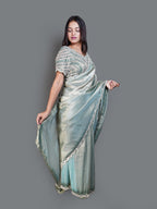 Shimmering Sage Green Saree with Heavy Beaded Blouse (V12243 B-141)