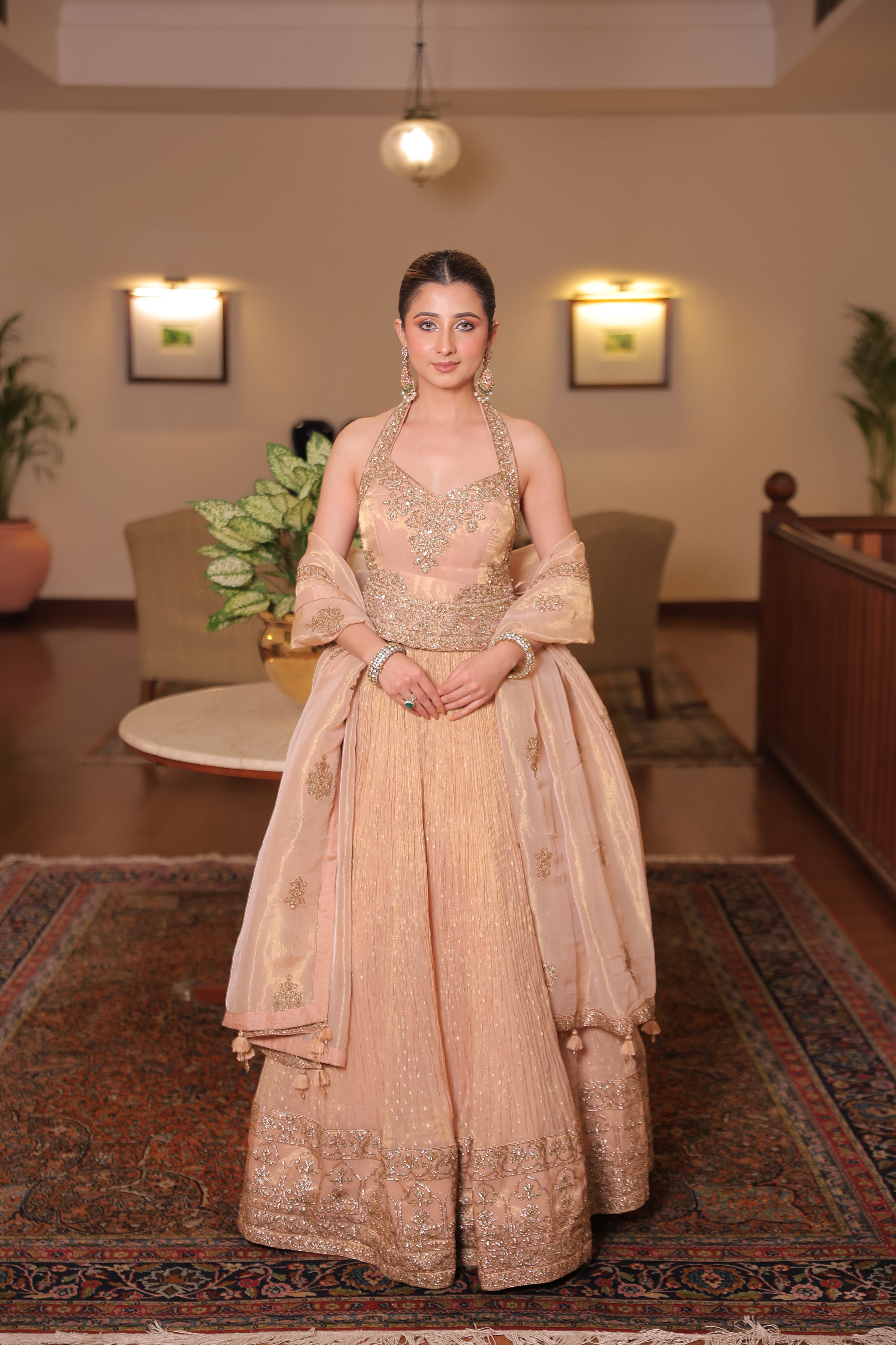 Champagne Gold Crinkle Lehenga (MIRA CHOLI M-91)