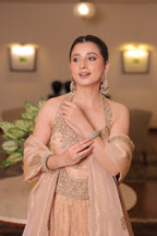 Champagne Gold Crinkle Lehenga (MIRA CHOLI M-91)