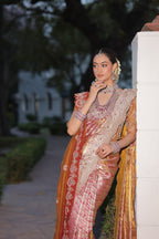 Royal Orange Silk Saree with Heavy Zari Border