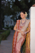 Royal Orange Silk Saree with Heavy Zari Border
