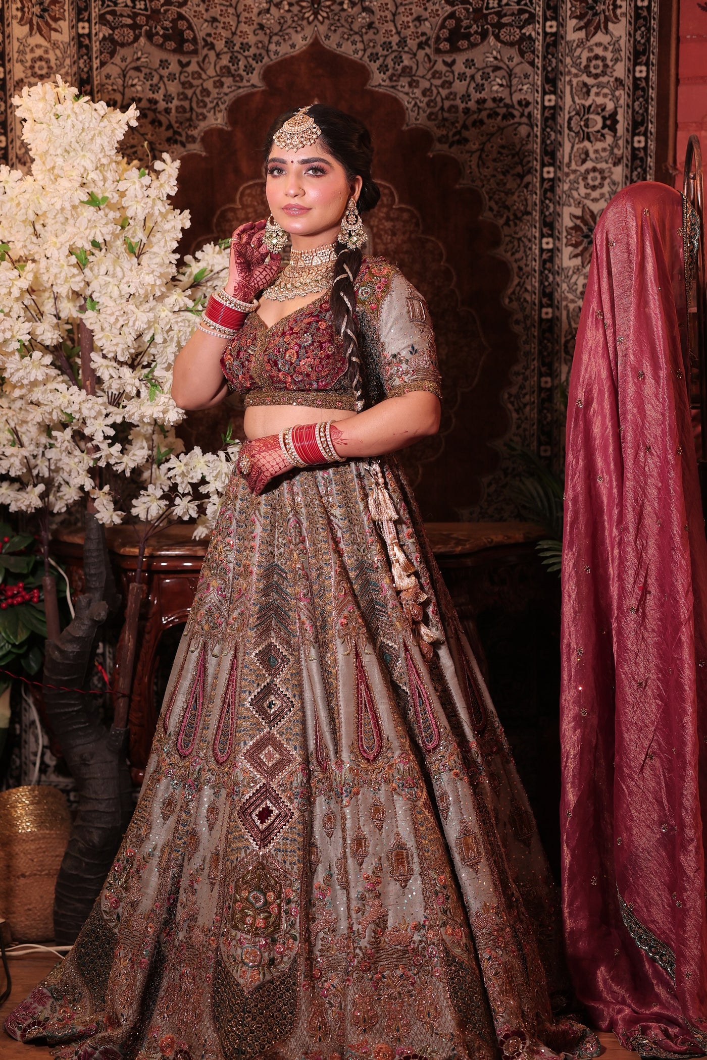 Buy Silver Grey Lehenga Gown for Pakistani Bridal Wear Online in India -  Etsy